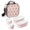 Superio Insulated Lunch Bag with Containers, Thermal Lined Lunch Box, Pink